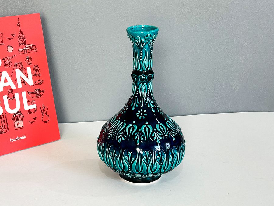 Ceramic turkuaz vase (Gözyaşı Vazo) — handmade pottery product image (3)