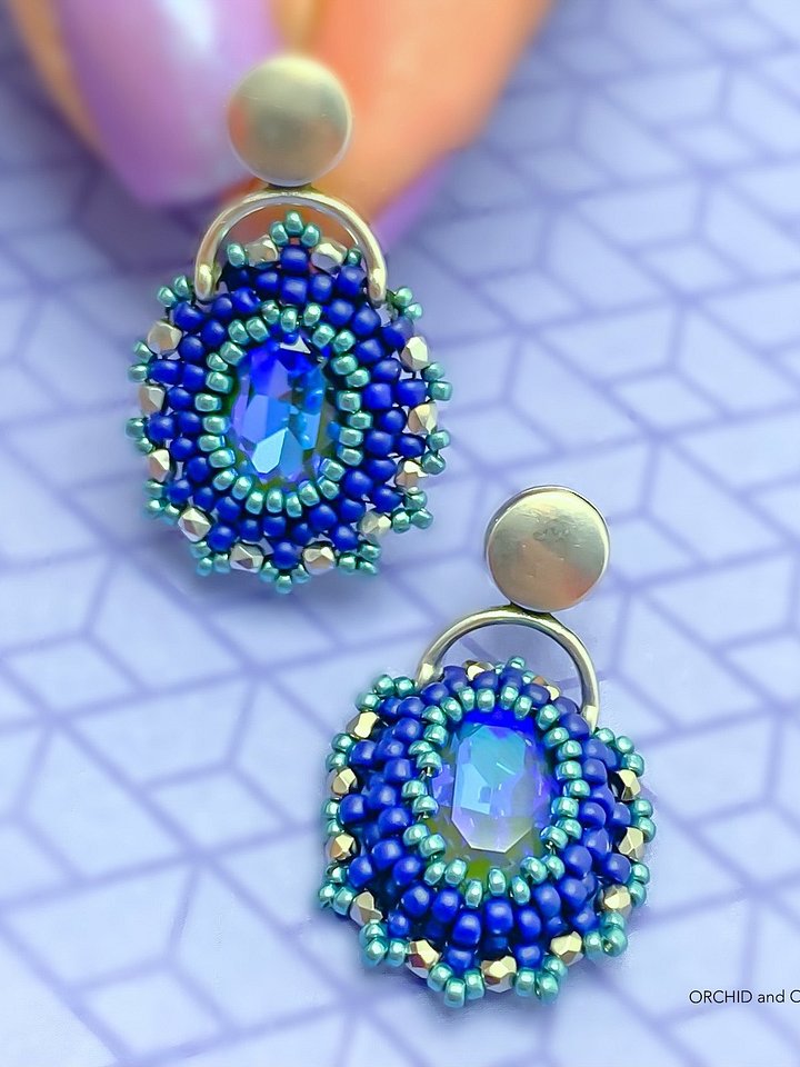 Beading Pattern – Golden Hour 14mm Crystal Oval Earrings product image (2)