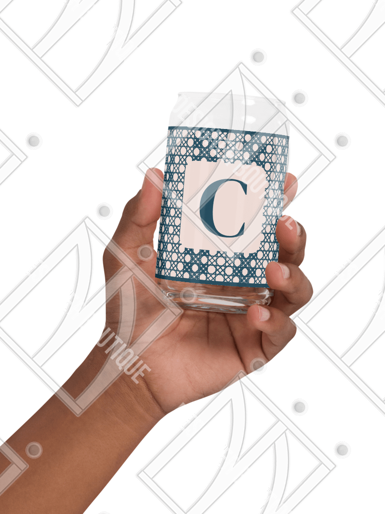 Le Rose Blue Monogram B Can-Shaped Glass product image (2)