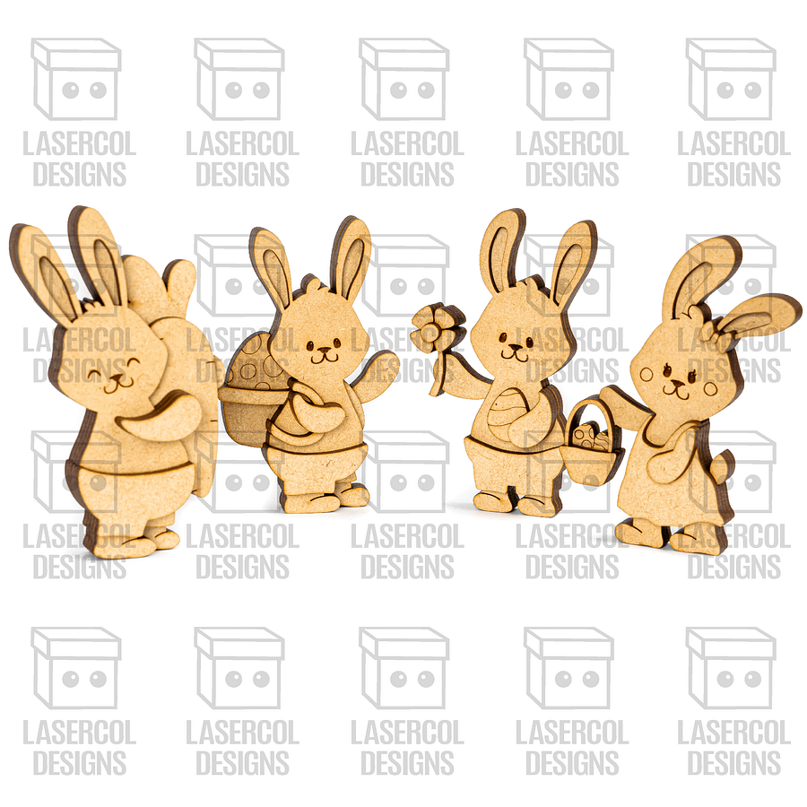 Cute Easter Bunny Figurines Set 1 - Laser Cut Files product image (2)