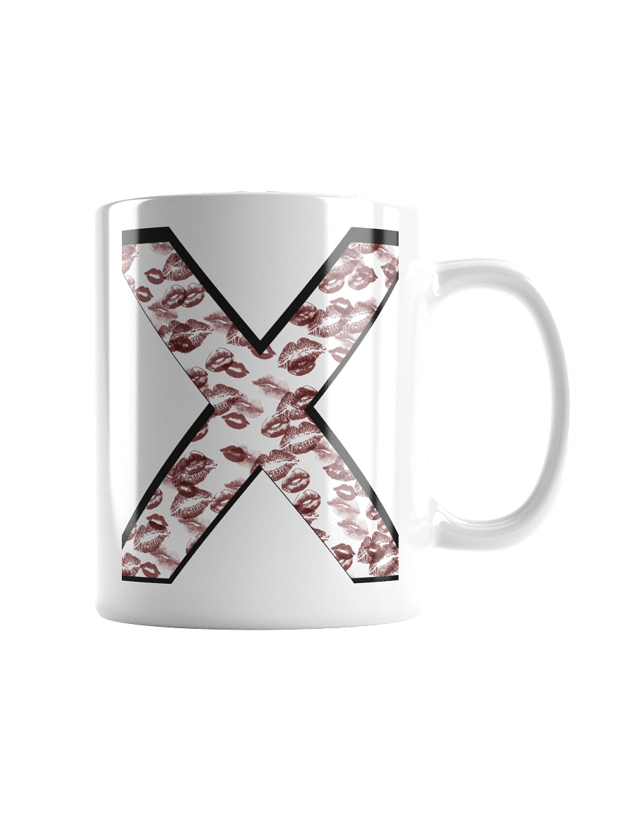 White X Burgundy Lipstick Kisses | Glossy White Mug product image (1)