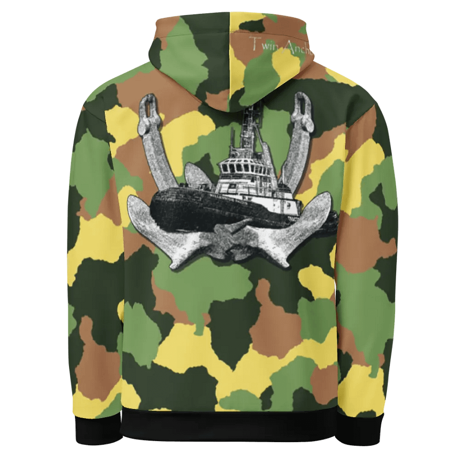 Green Camouflage Twin Anchor Marco tug Hoodie product image (4)