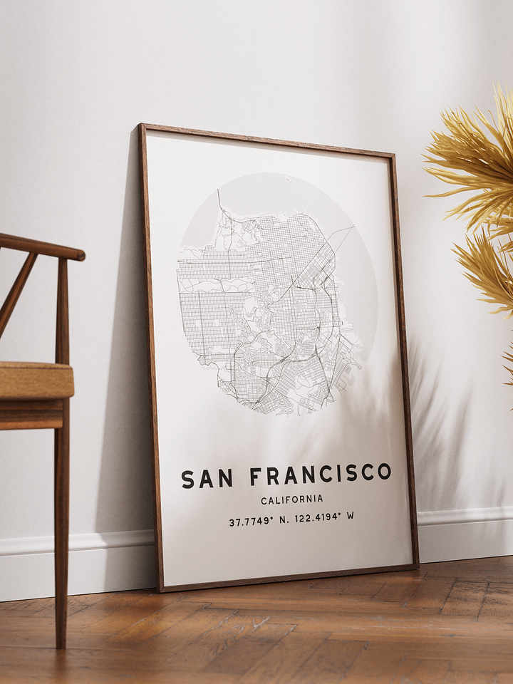 San Francisco Street Map Poster – White Minimalist Circular City Art product image (2)