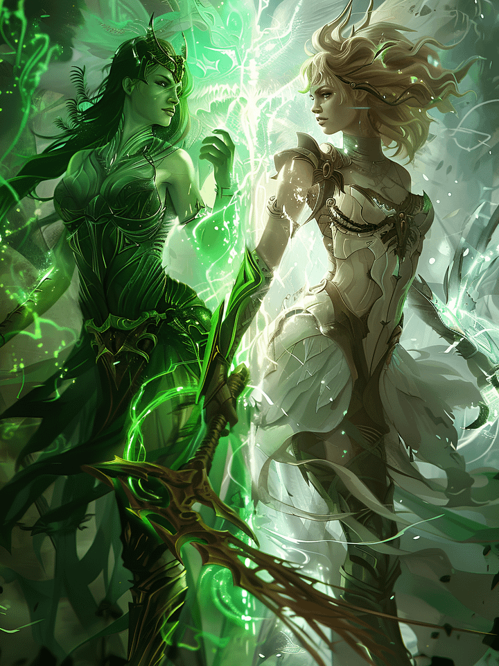 Artwork: Green & White Female Warriors product image (1)