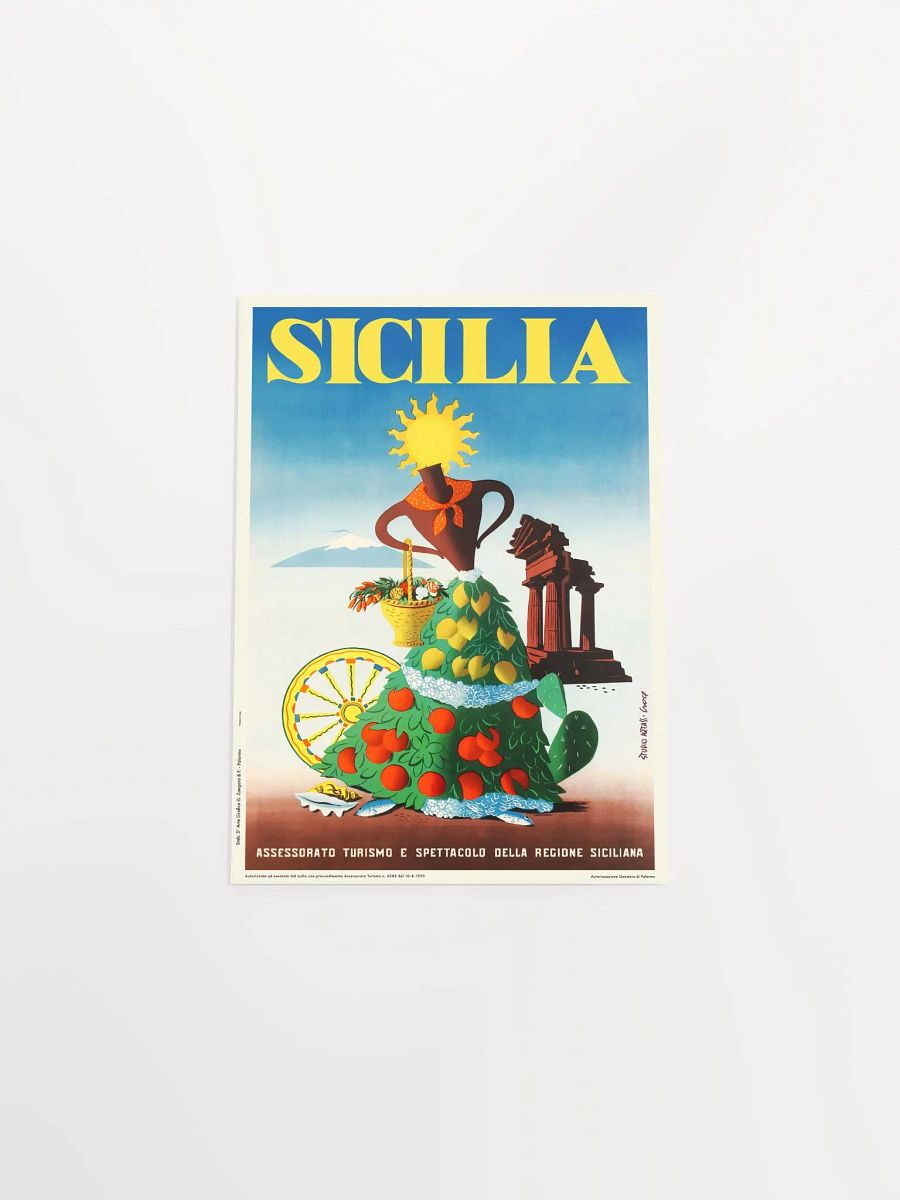 Italy, Sicily (Sicilia), 1950 — retro vintage travel poster product image (9)