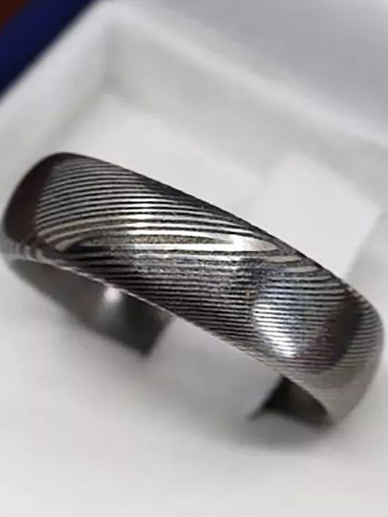 Customized Basic Damascus Steel Ring Wedding Band For Men Engagement Hand Forged product image (2)