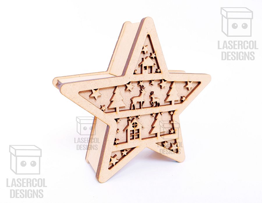 Christmas Star Box (2 Sizes, 5 Styles) - Laser Cut Files product image (9)