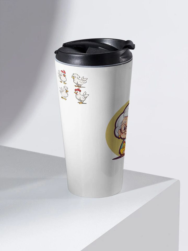 Elderly Woman and Chickens Stainless Steel Travel Mug product image (2)