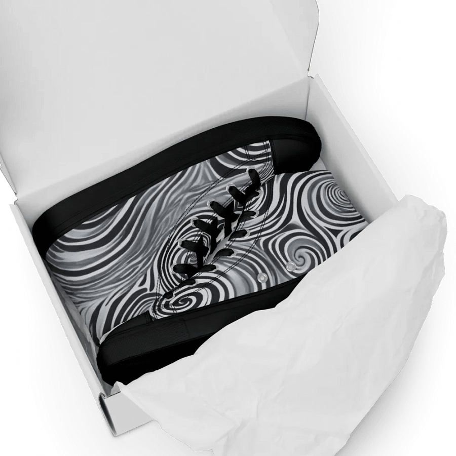 Funky Black & White Noir Liquid Tie-Dye Men's High-Top Canvas Shoes product image (11)