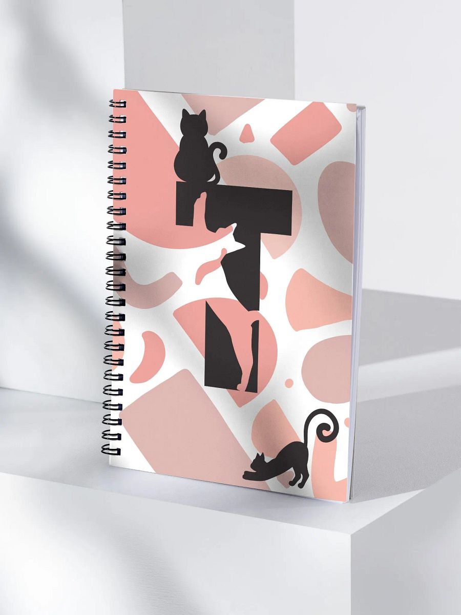 Monogram Letter T Cat Lover Geometric Pinks Notebook product image (4)