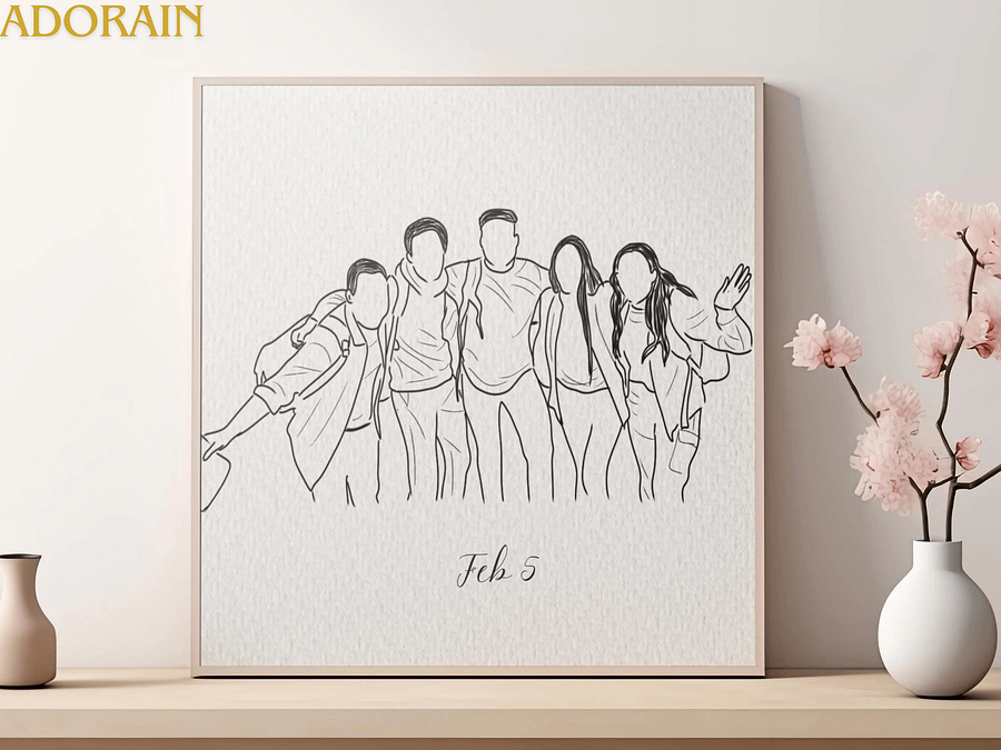 Custom Line Drawing from Photo outline portrait product image (4)