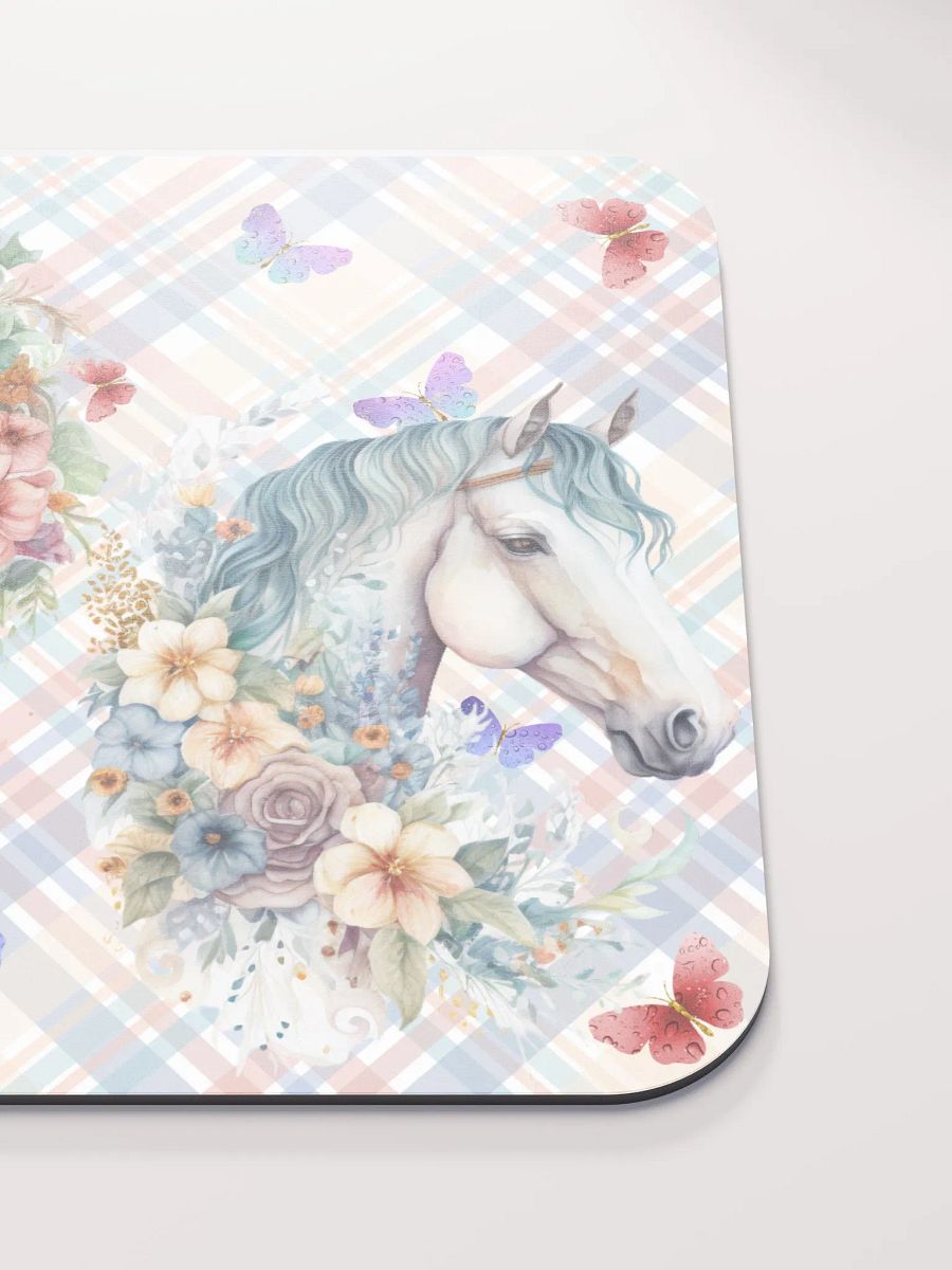 Two Beautiful Horses on a Plaid Background Mousepad product image (5)