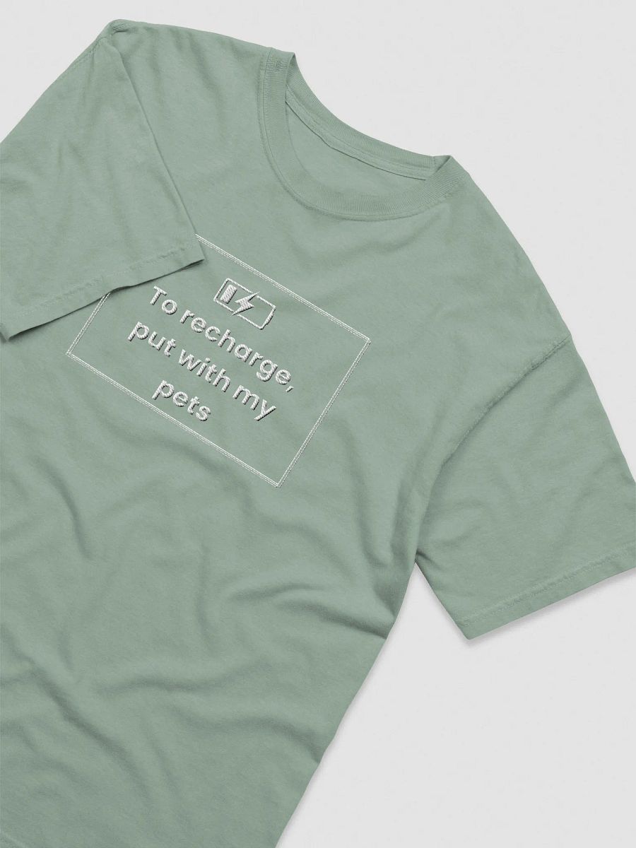 Embroidered T-Shirt - To Recharge, Put with my pets - White product image (38)
