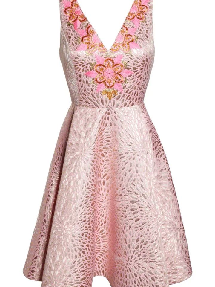New Lilly Pulitzer ELANIE DRESS Pink GOLD BROCADE Tropics Lagoon Beads 0 4 product image (1)