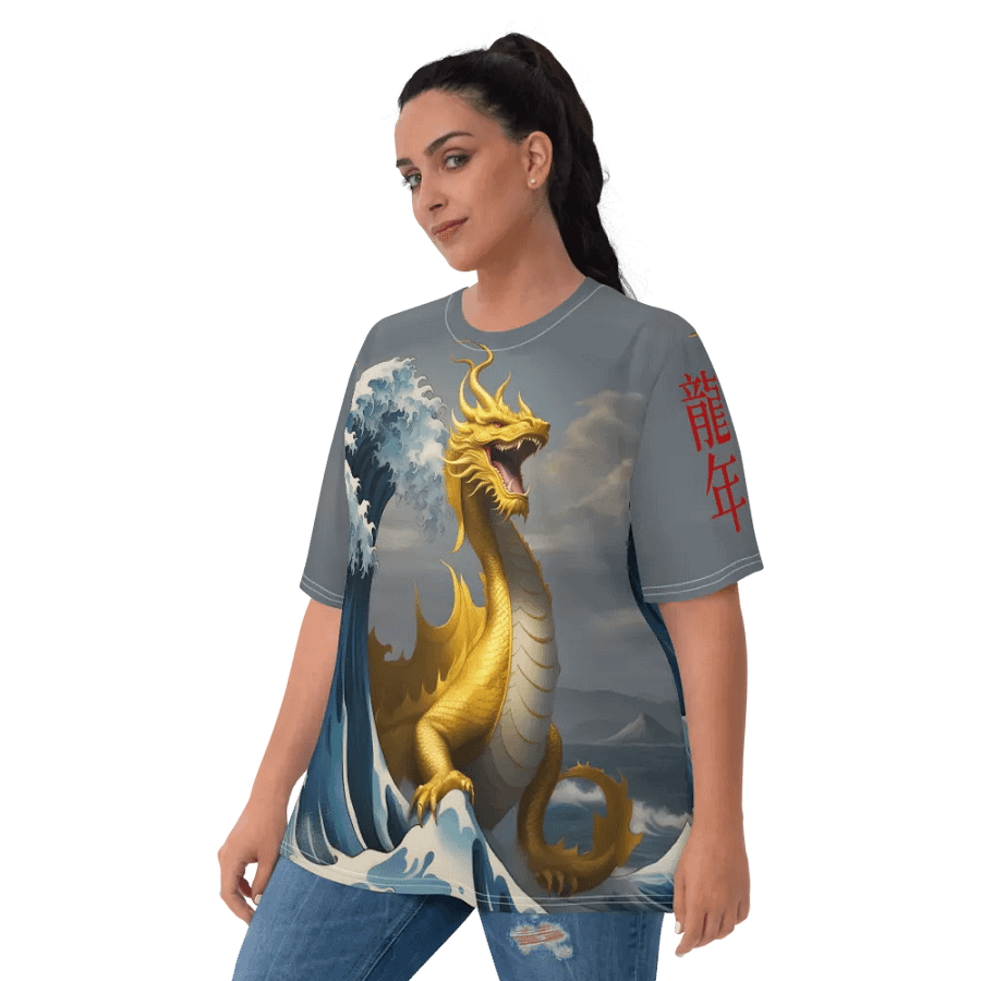 Dragon and the wave/ All-Over Print Women's Crew Neck T-Shirt by Sublicolor product image (9)