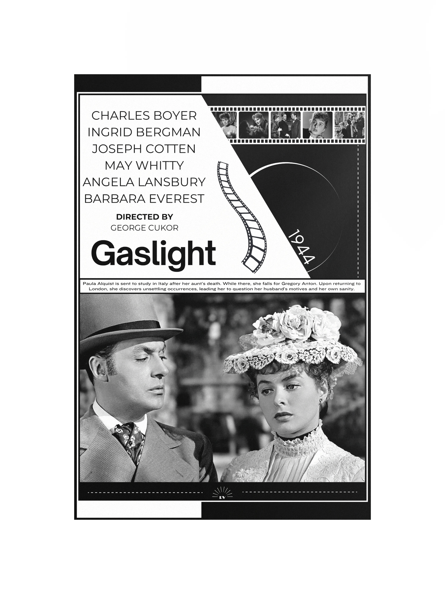 Gaslight with Ingrid Bergman and Charles Boyer 1944 | Movie Poster | 12x18 Wall Art product image (4)