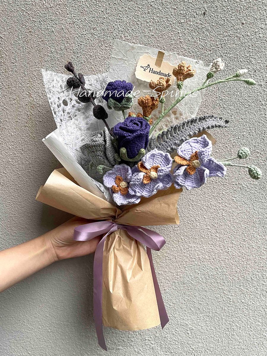 Purple Thoughts Crochet Knit Bouquet product image (3)