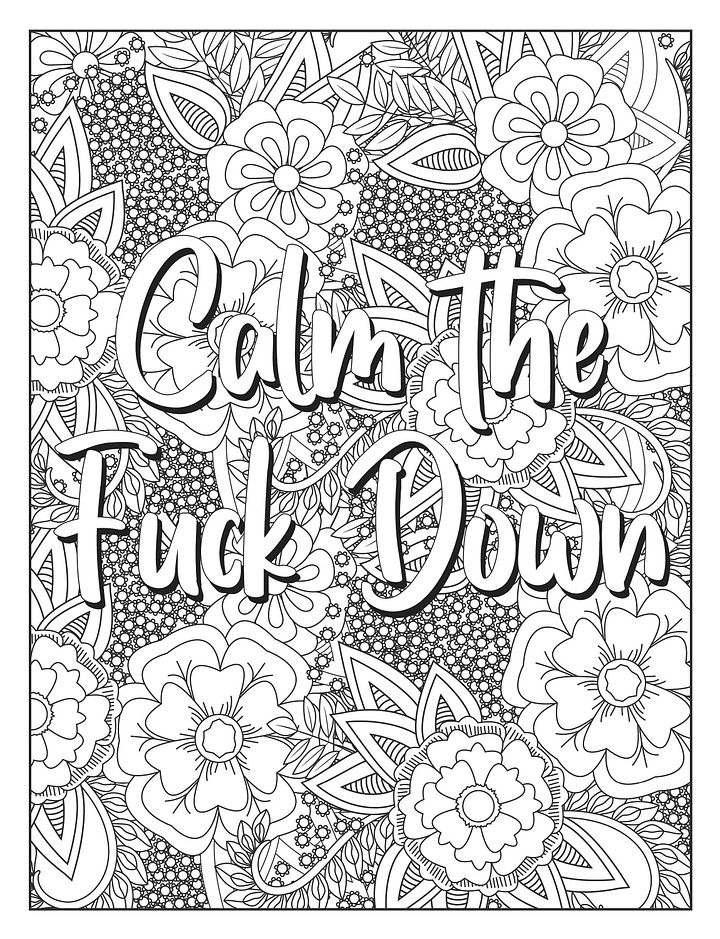 Flowers & F@cks Swear Word Coloring Book for Adults | Printable | Cuss Words | Sweary Phrases | Curse Words product image (2)