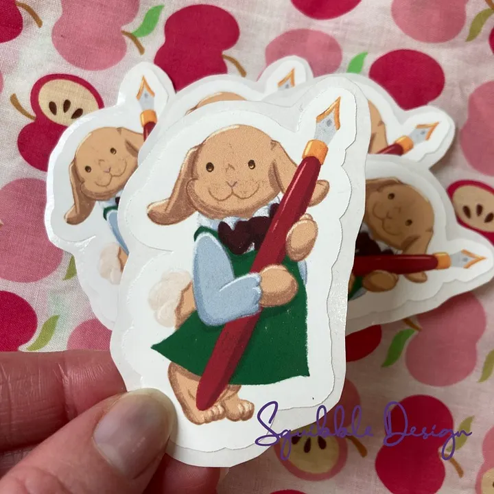 Vinyl Sticker - Bunny and Fountain Pen product image (1)