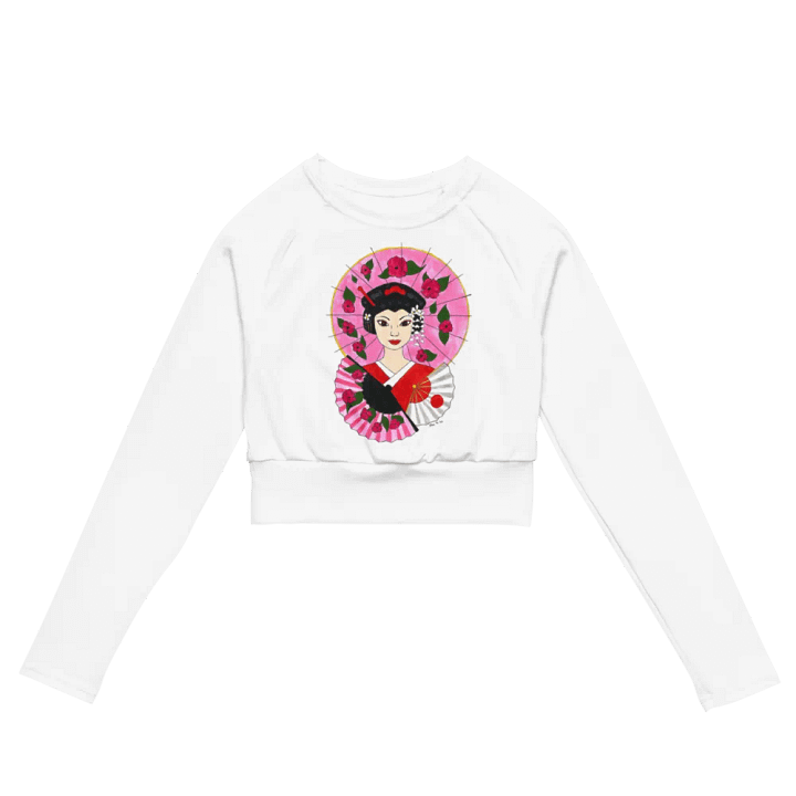 Japanese Geisha (art by Dina R.) acrylic painting picture - Long Sleeve Crop Top product image (2)