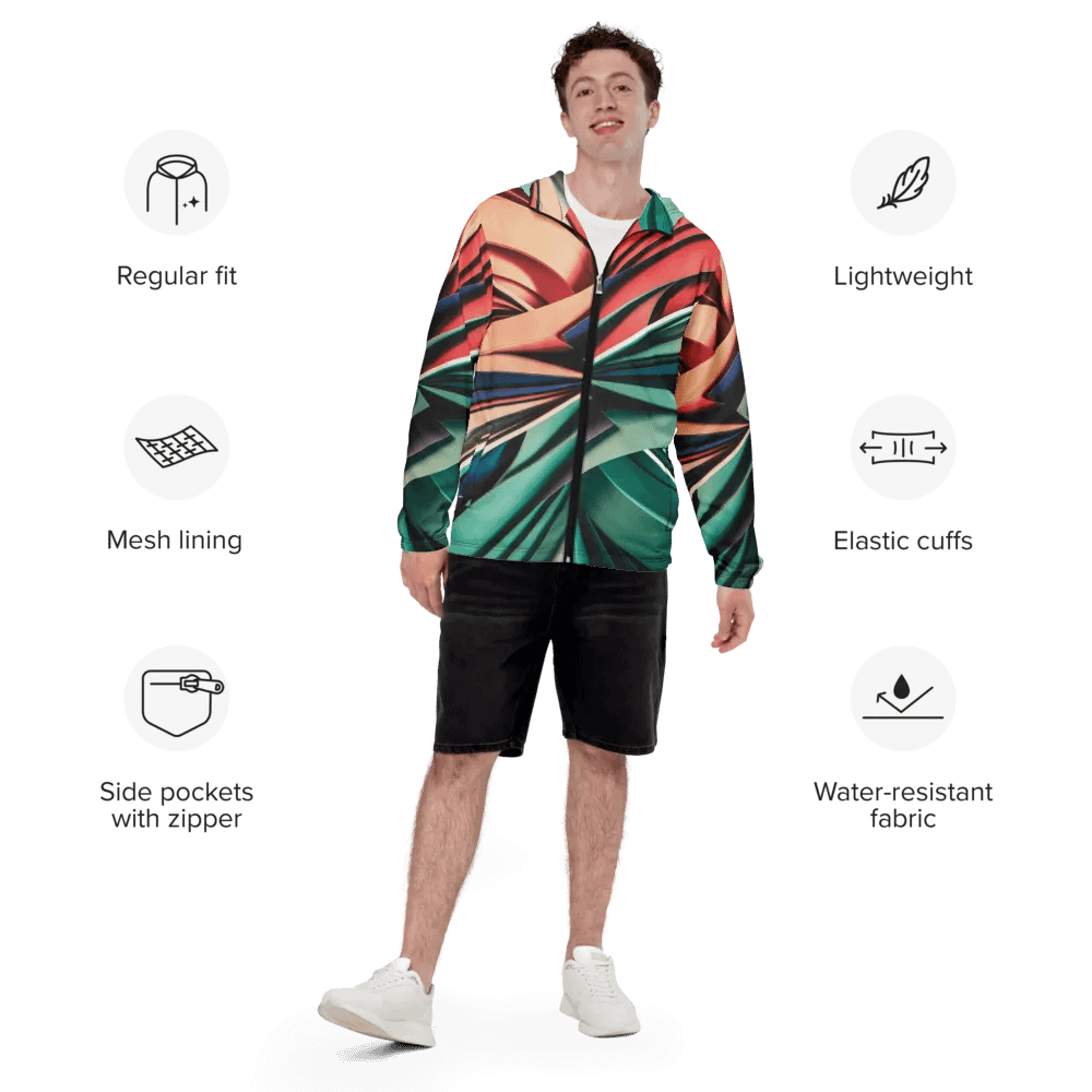 TDS Music Unisex Windbreaker Jacket with Abstract Geometric Design - Lightweight & Water-Resistant | XS–3XL product image (7)