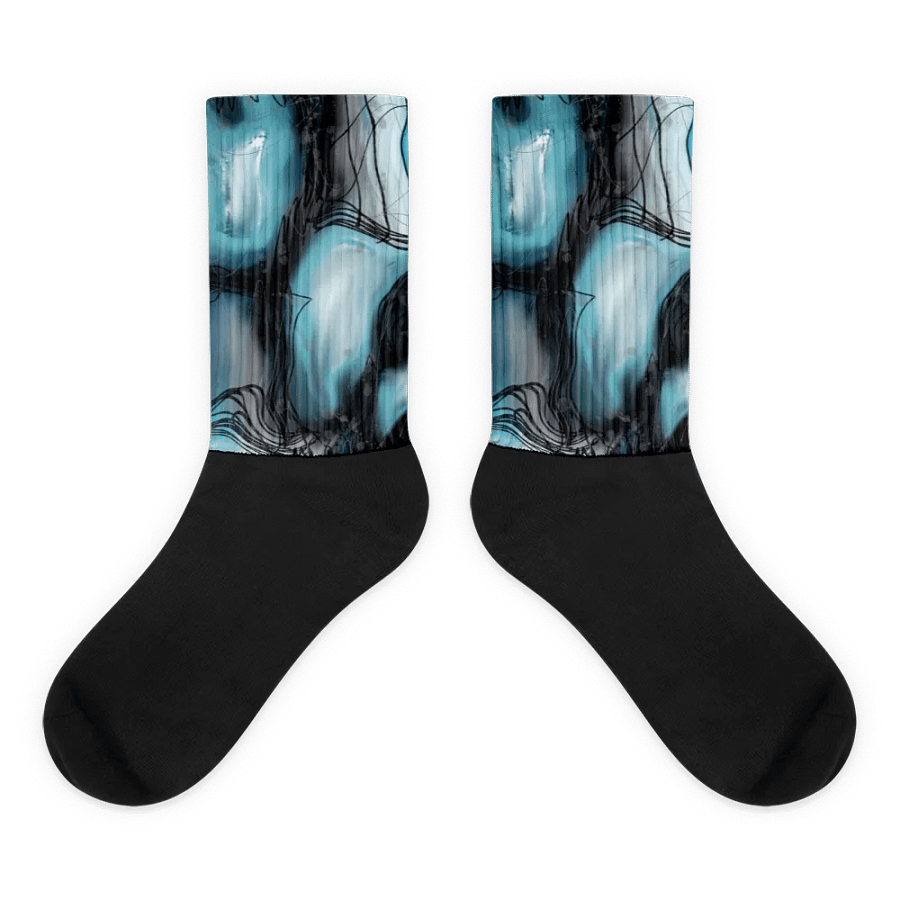 Abstract, art, socks, blue white, gray, black product image (1)