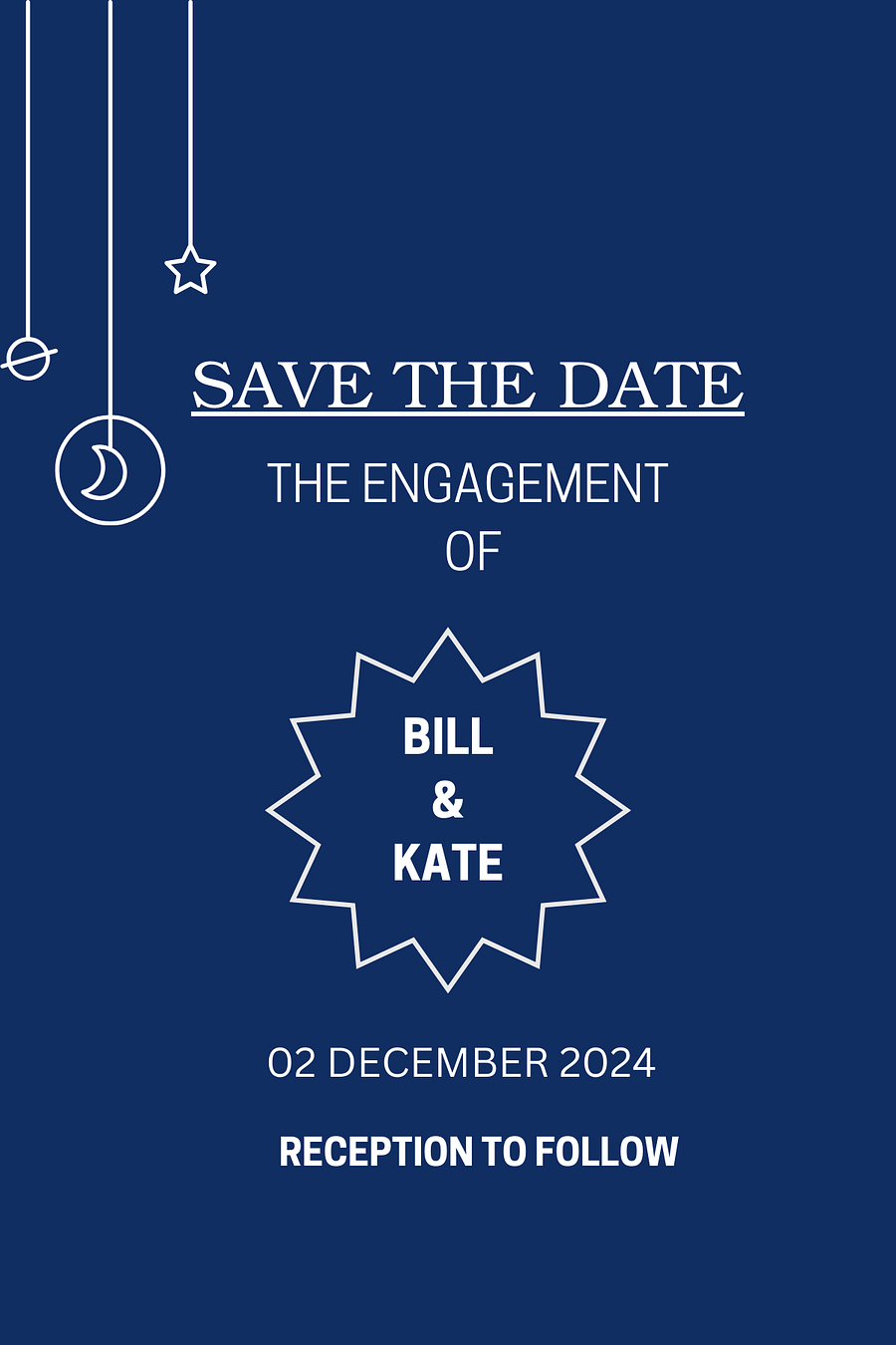 Stars Engaged: Elegant Blue and White Engagement Invitation product image (1)