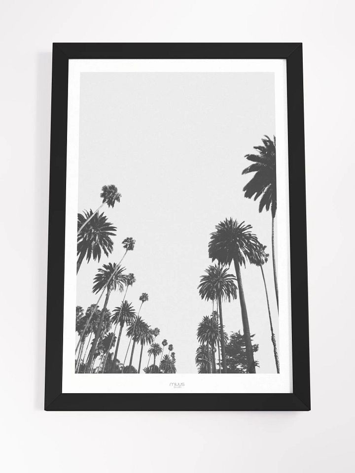 Skyward Palms Framed Matte Poster – Tropical Nature-Inspired Wall Art | Minimalist Palm Tree Design | Premium Framed Décor for Relaxing Spaces product image (1)