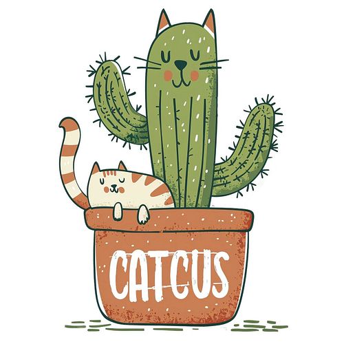 #catcus #cuteillustration #whimsicalart #kitty #cactuslover #greenery #desertplants #funnytshirt #animalplantfusion #creative...