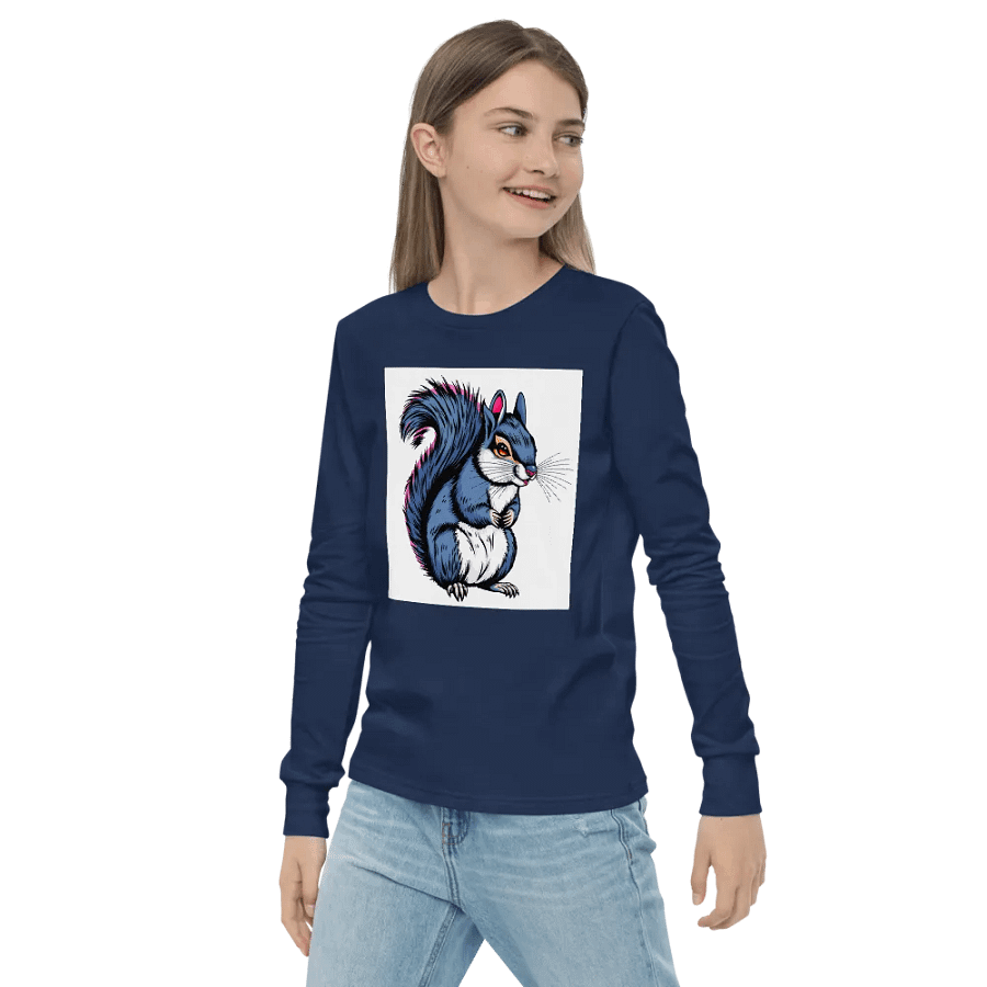 Blue Whiskered Squirrel Youth Long Sleeve T-Shirt product image (3)