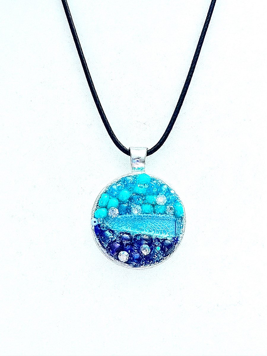 Horizon Sea Glass Pendant Necklace | Handmade Bead & Sea Glass Art | Coastal Charm Jewelry by Monique Faella Designs™ | MFD-00013 product image (3)