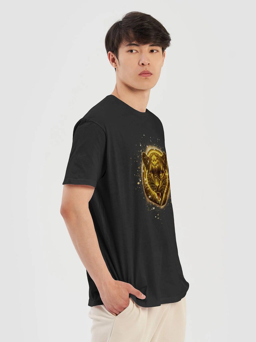 Glitter Gold Black jaguar Badge Design (Unisex Black T-Shirt) product image (5)