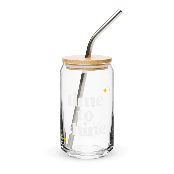 Recital 2025 Can Shaped Glass with Lid | Time to Shine | White Text product image (1)