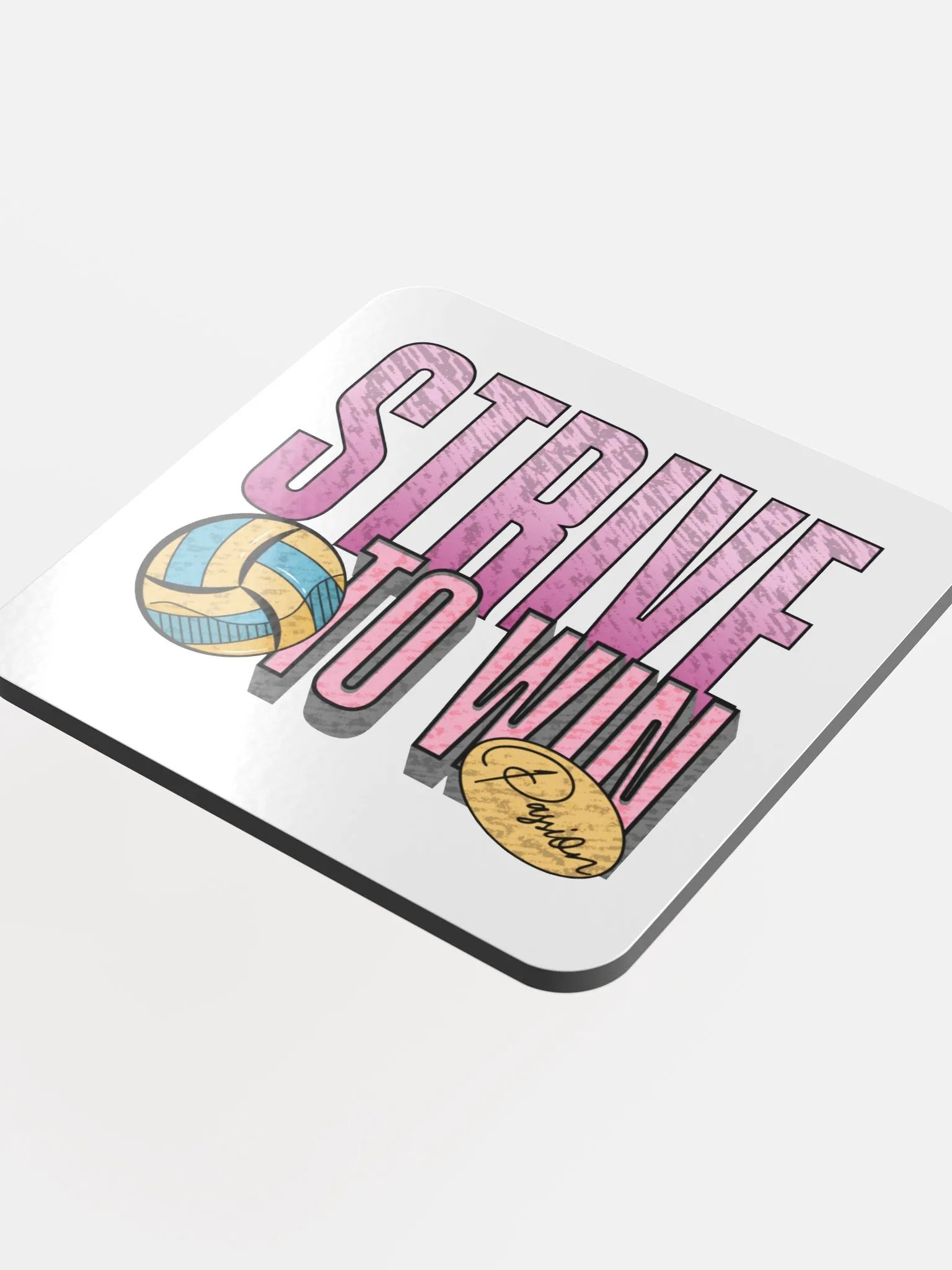 Strive To Win Passion Volleyball Cork Coaster Set product image (1)