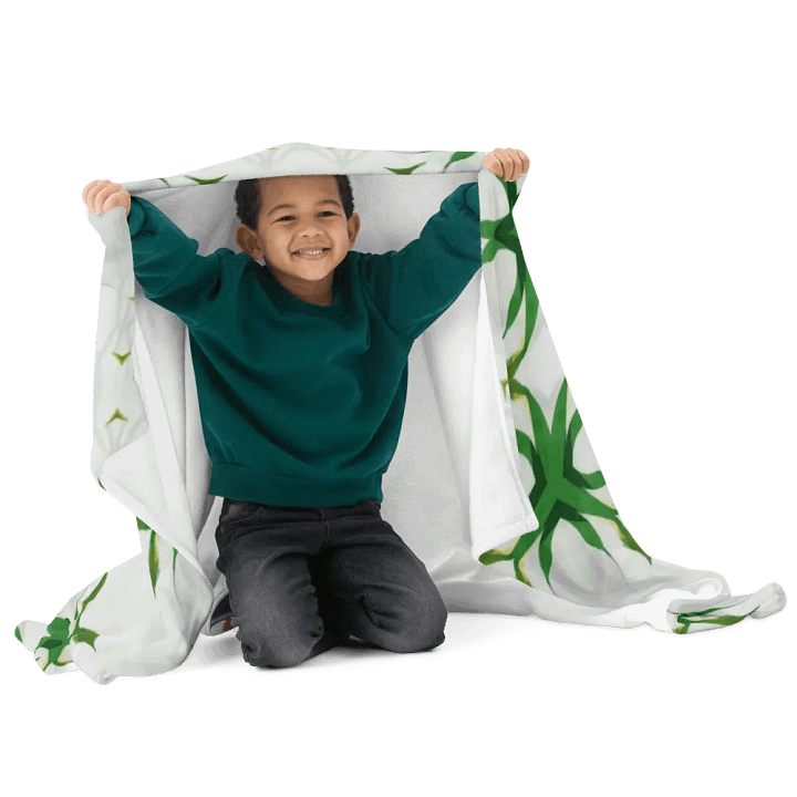 White & Green Floral Throw Blanket product image (2)