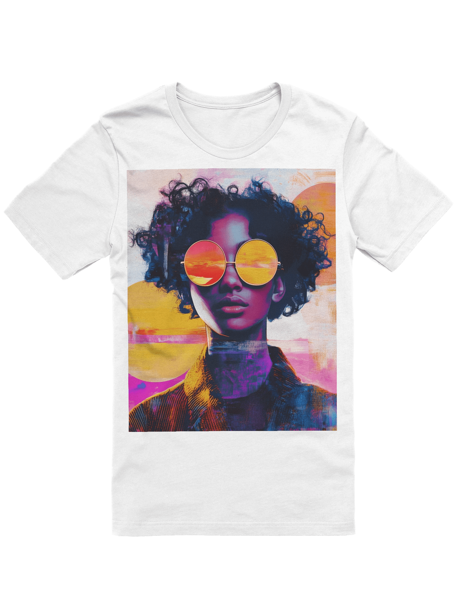 Sunset Sunglasses T-Shirt Neon Pop Art Portrait product image (1)