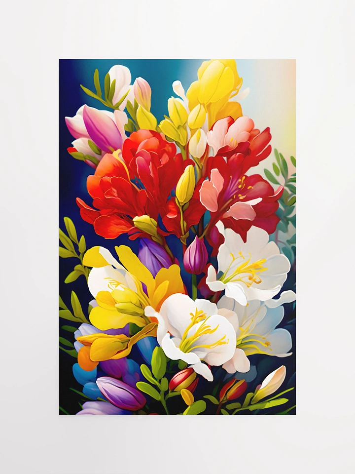 Red Yellow and Purple Freesias Colorful Freesia Flowers Matte Poster product image (2)