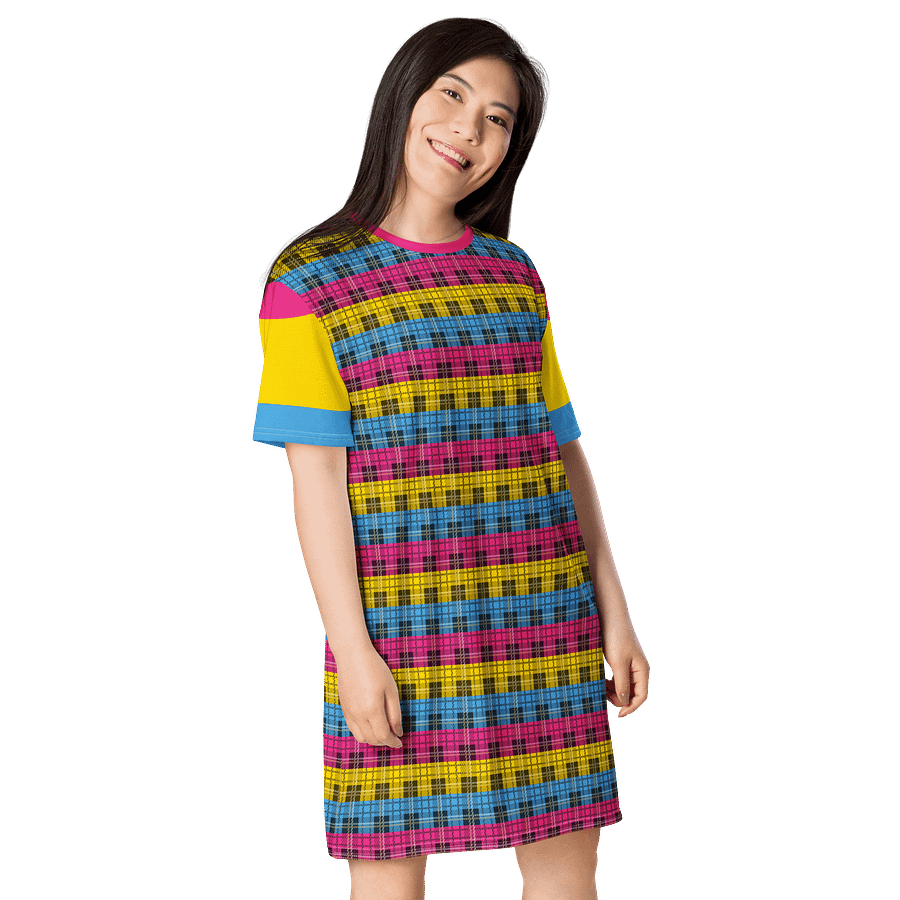 Pansexual Pride Plaid T-shirt Dress product image (4)