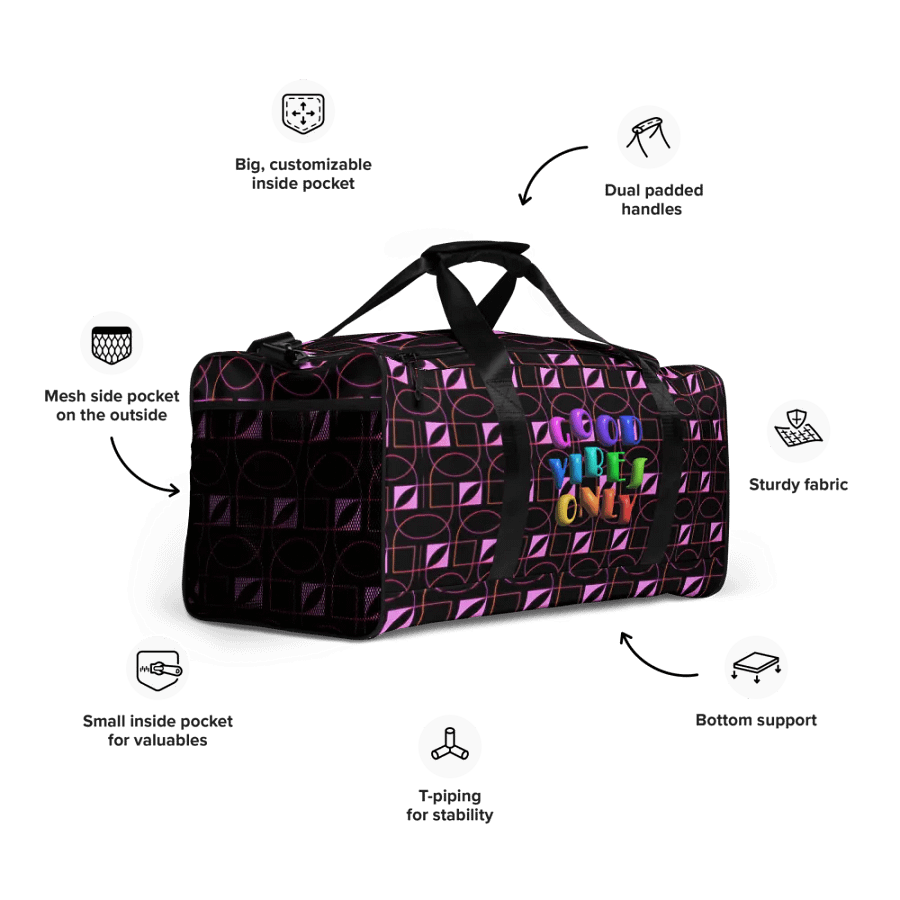 GOOD VIBE ONLY DUFFLE BAG BLACK-PINK product image (10)