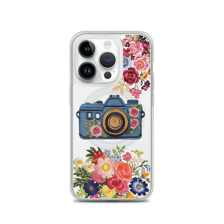 Flower Camera - Clear Phone Case with Embroidery Look product image (1)