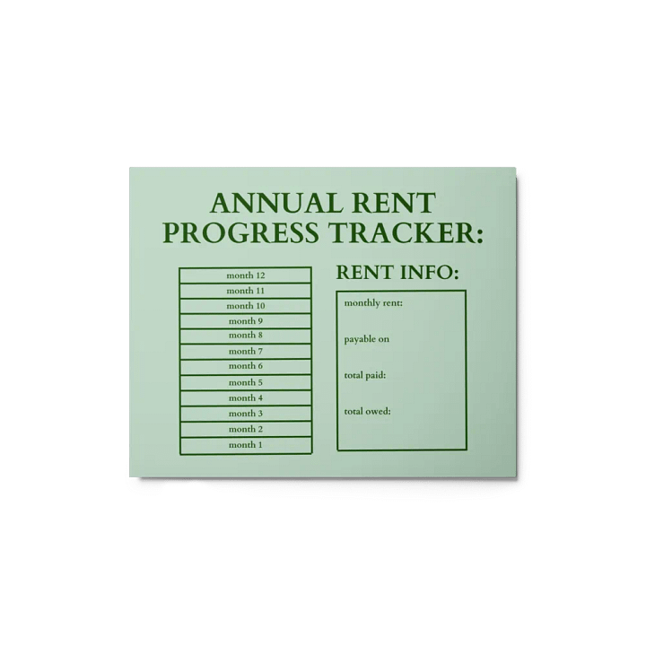 HIGHFALUTIN ANNUAL RENT TRACKER (forest design 2) product image (1)