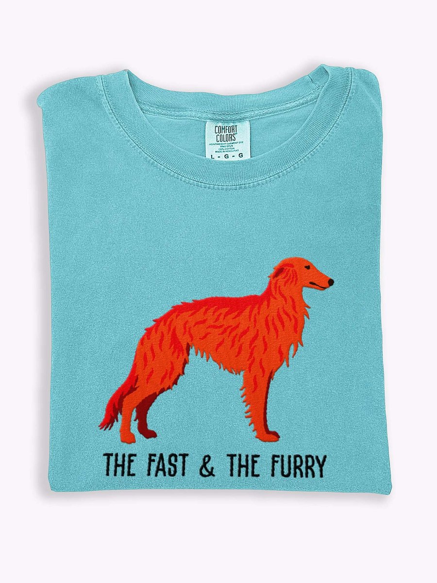 The Fast & The Furry T-Shirt(Embroidered) of a Silken Windhound(Red) product image (1)