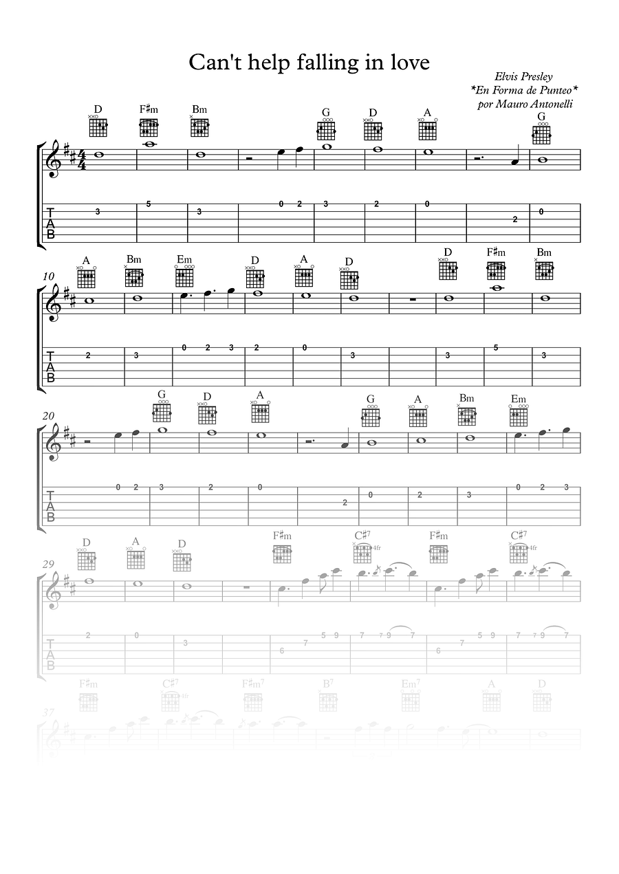 Can't help falling in love - Partitura + Tab + Acordes + Pista product image (1)