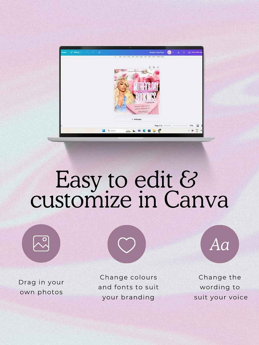 Mother's Day Bookings Open Flyer - Roses & Pink Envelope Themed - Customizable Canva Template product image (3)