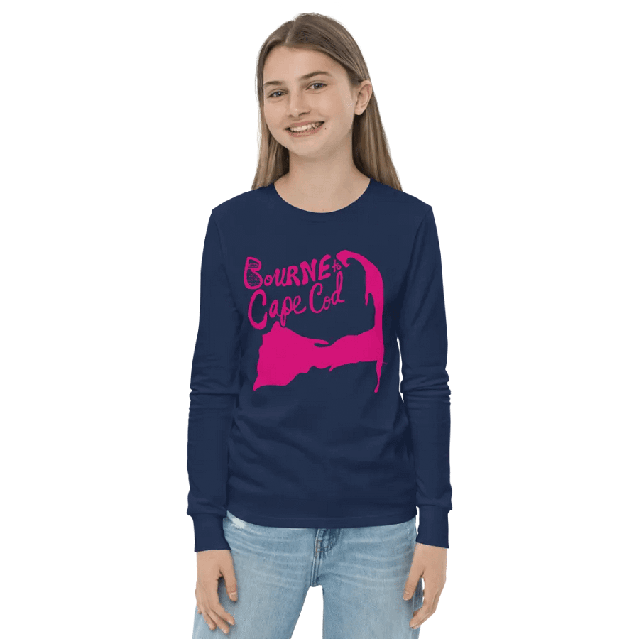 Girls' | BOURNE to Cape Cod™ | Youth Long Sleeve Tee | Coastal Cool for the Next Generation | Pink Logo product image (18)