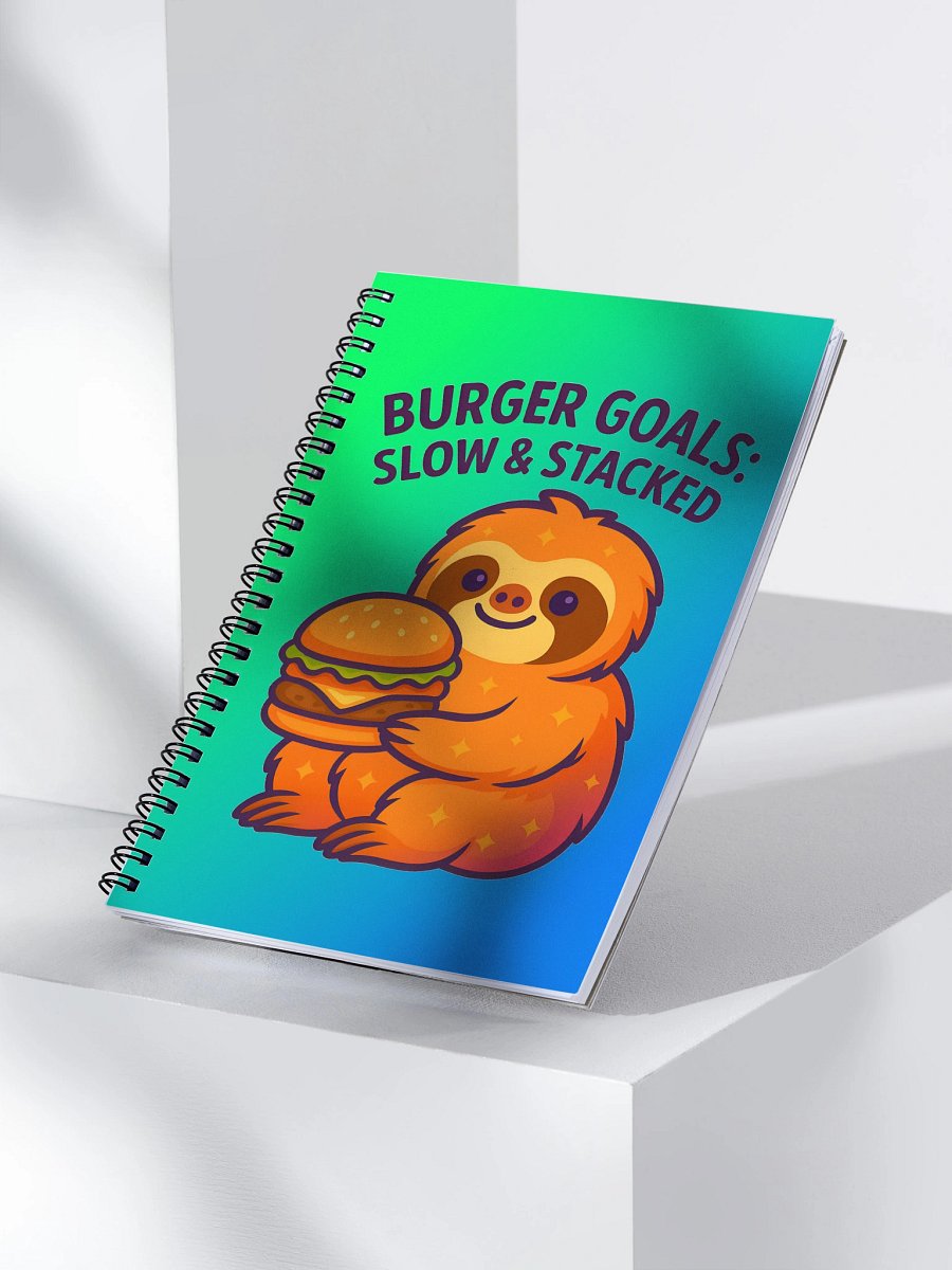 Burger Goals – Funny Sloth Notebook with Burger Art | Sloths Having Snacks Collection product image (3)