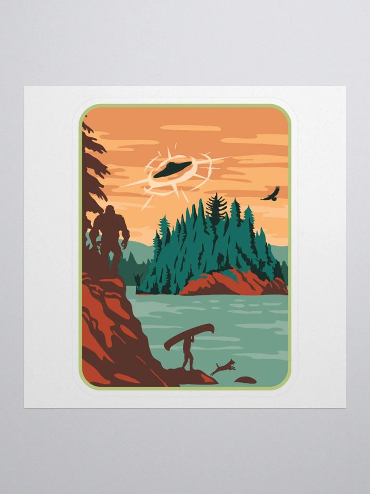 PNW Canoe Bigfoot UFO Kiss Cut Stickers product image (2)