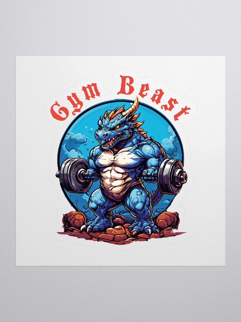 Gym Beast - Cool Strong Muscular Dragon Lifting Weights Kiss Cut Stickers - Best Gift for Gym Lovers