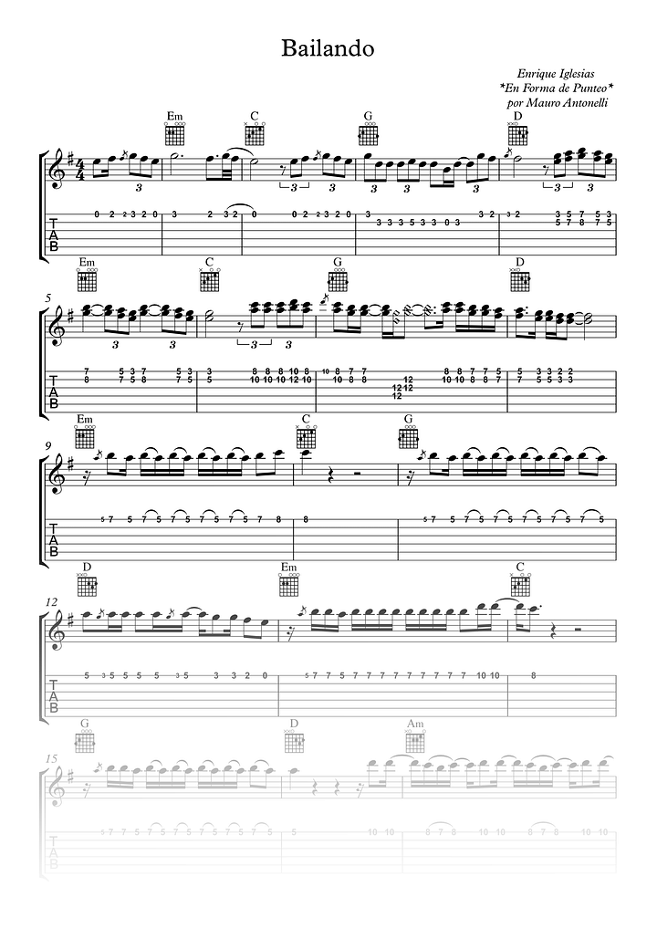 Bailando - Partitura + Tab + Acordes + Pista product image (1)
