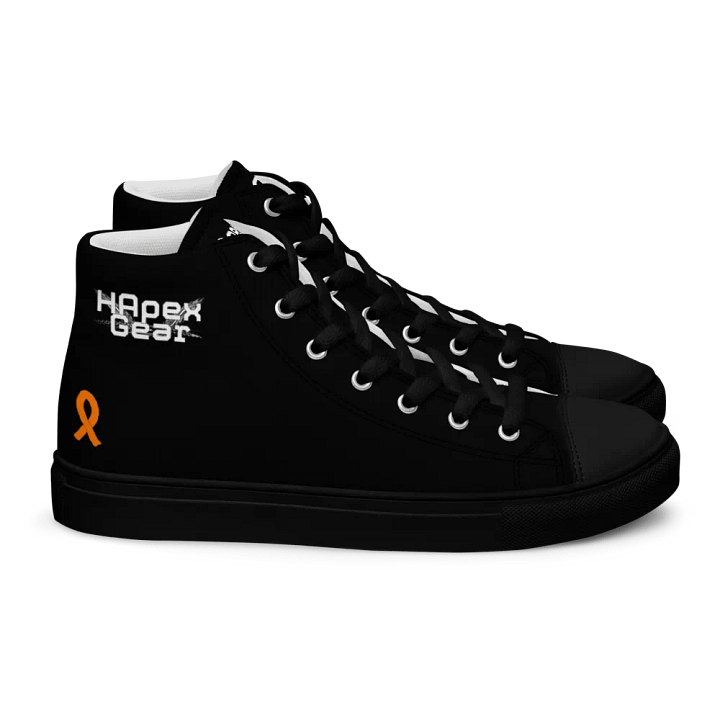 White HApex Gear White Logo Cancer Awareness Orange Ribbon. Black Women's High Top Canvas Shoes product image (2)